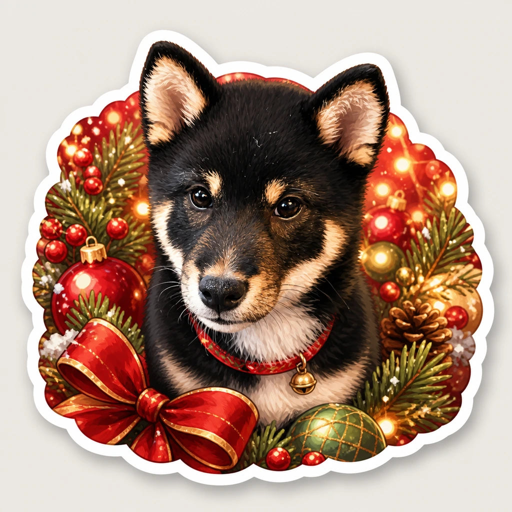Festive Christmas result generated from the adjacent shiba inu source image