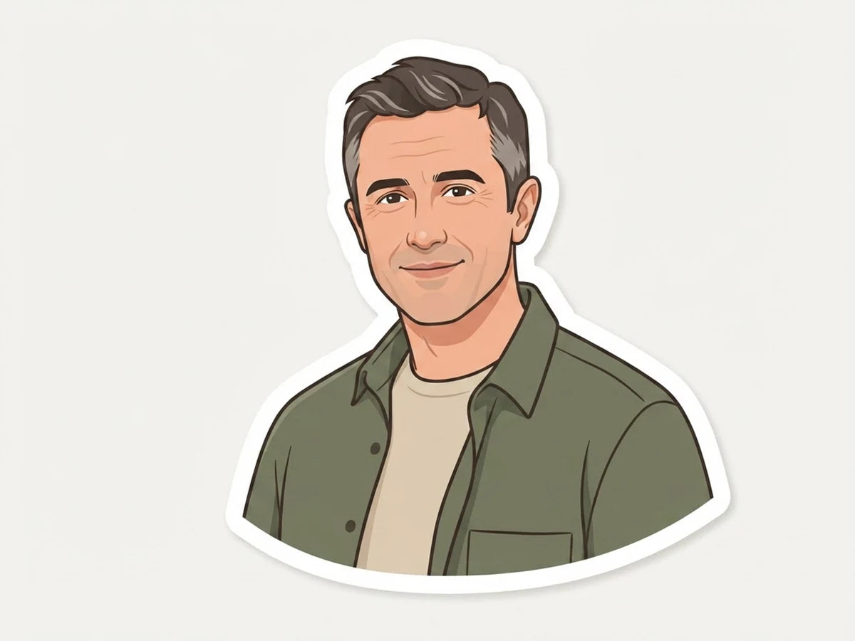 Clean Cartoon AI sticker design example
