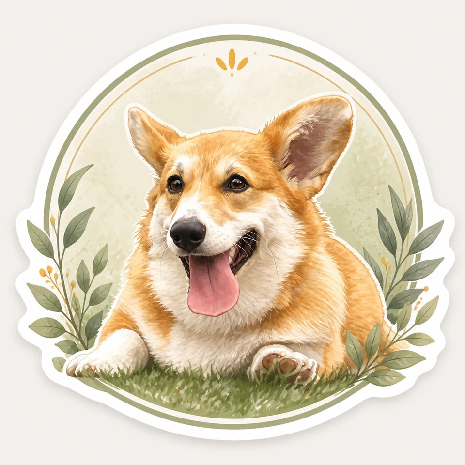 Pet Sticker result generated from the adjacent corgi source photo