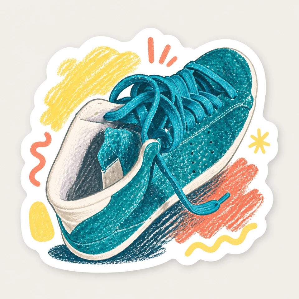 Crayon Doodle result generated from the adjacent sneaker source image