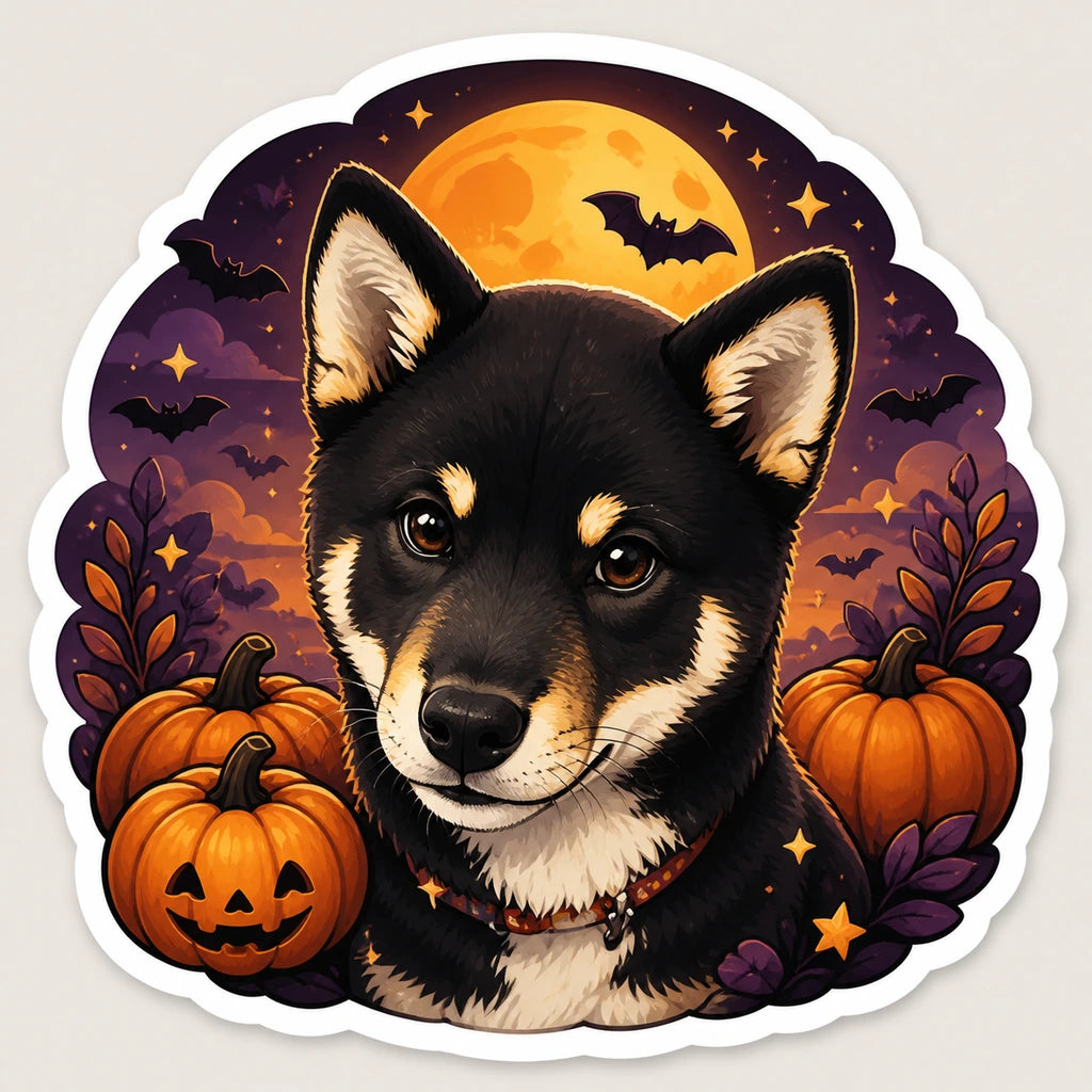 Cute Halloween result generated from the adjacent shiba inu source image